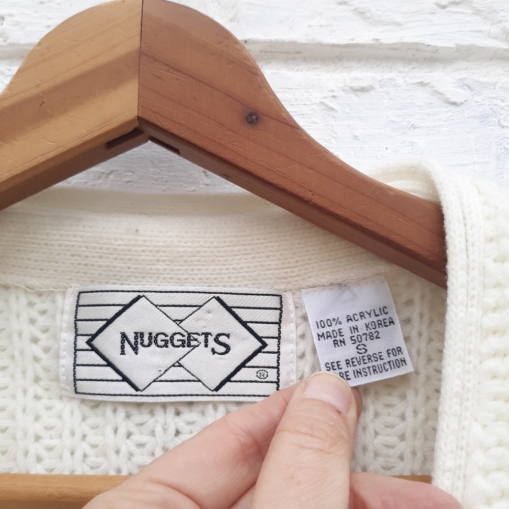 Vintage Nuggets Chunky Granny Cardigan Wood Buttons - Picture 5 of 5